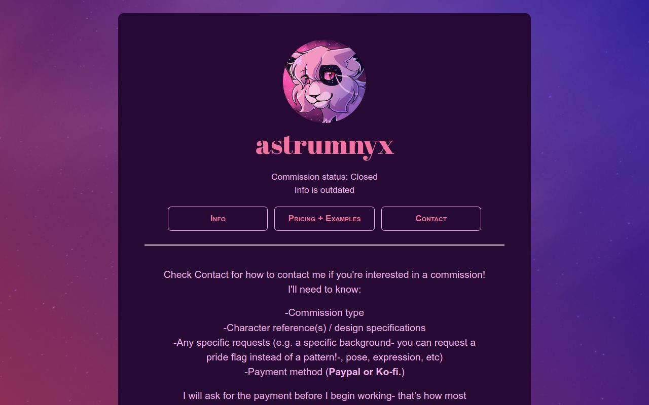 Carrd Commission Template Carrd Commission Template